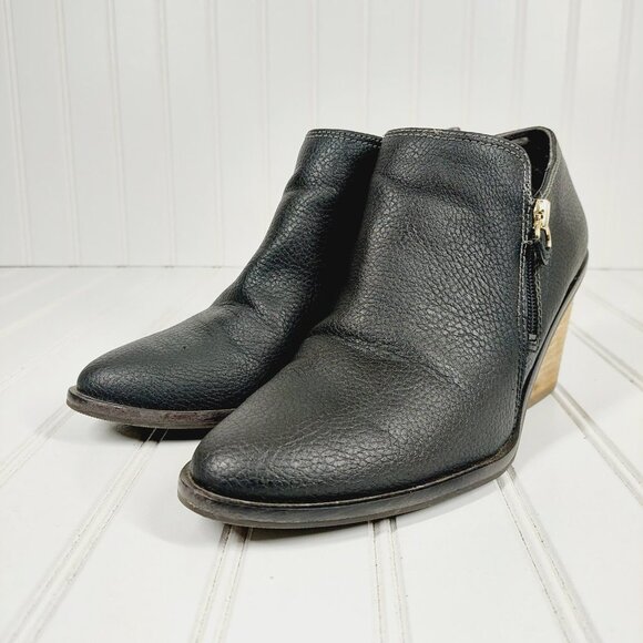 Dr. Scholl's Black Ankle Booties with Tan Wedge - Picture 5 of 11